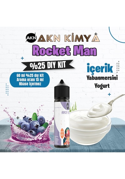One Hit Wonder Rocket Man Yoğun Dıy Kit Yabanmersini Yogurt Gıda Aroması %25 Oranda Aroma İçerir Hazır Değildir 60 Ml