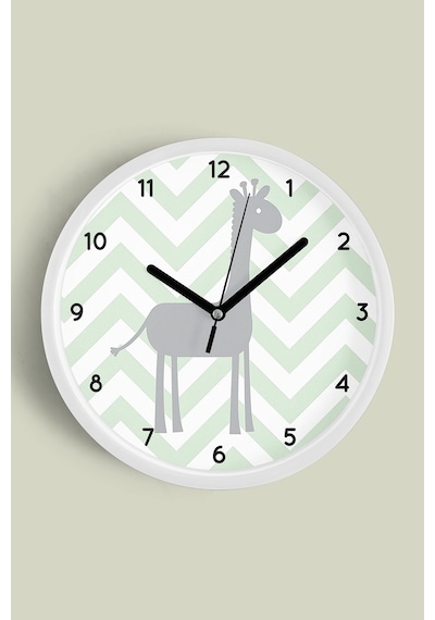 Sevimli Zürafa Çocuk Odası Modern Duvar Saati - 42cm - Önü Camlı Beyaz Kasa - Sessiz Mekanizma Beyaz