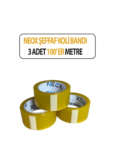 Şeffaf Koli Bandı 3 Adet 100'er Metre 3