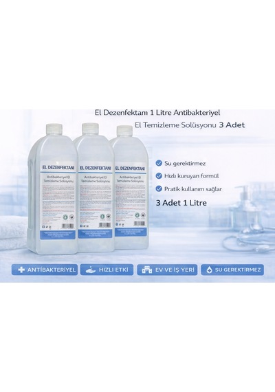 Hemengo El Dezenfektanı 1 Litre Antibakteriyel El Temizleme Solüsyonu 3 Adet Hmngobzs