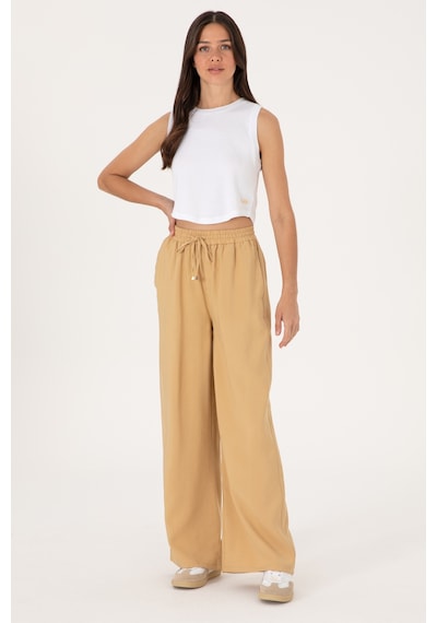 U.S. Polo Assn. Kadın Camel Loose Relax Fit Kanvas Pantolon 50300357-VR015