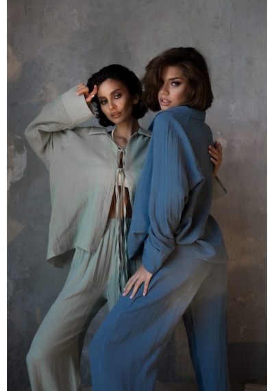 Mai Collection Mai Studios Co. Bali Boncuklu İndigo Müslin Takım İndigo Mai Collection Mai Studios Co. Bali Boncuklu İndigo Müslin Takım İndigo