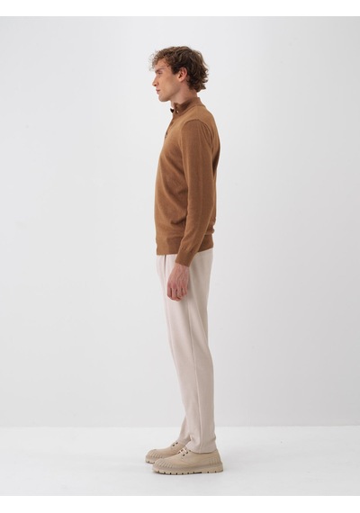 Xint Camel Doğal Yün Dokulu Regular Fit Kazak 801828