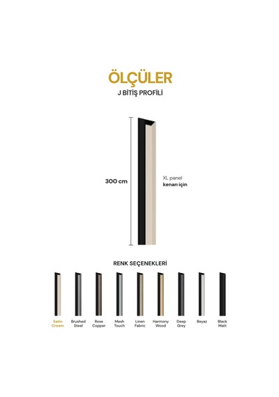 Vilo Mpc J Bitiş Profili Satin Cream 300cm Xl Duvar Paneli Kenar Ve Dış Köşe Bitişi