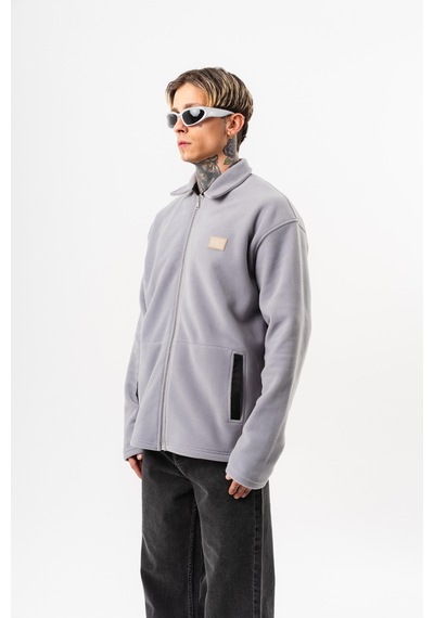 Respire Erkek Zip Oversize Polar Ceket Gri