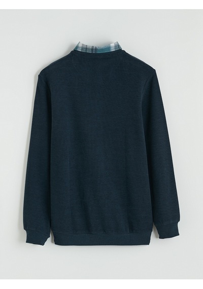 Lcwaıkıkı Classic Lacivert Gömlek Yaka Erkek Sweatshirt