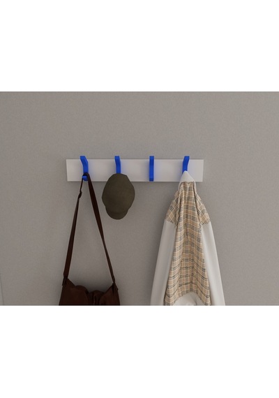 Hepsi3boyutlu Modern Duvar & Kapı Kanca Askılık - 4 Adet Mavi Kanca Askılık - Model No : 2 Mavi