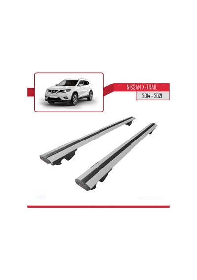Nissan X-trail T32 2014-2021 Arası İle Uyumlu Hook Model Anahtar Kilitli Ara Atkı Tavan Barı Gri