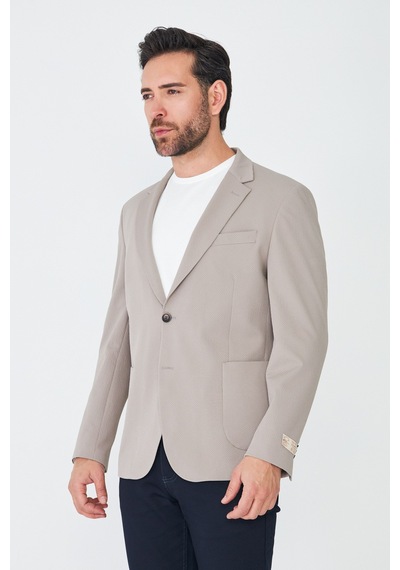 Bej Slim Fit Erkek Blazer Ceket