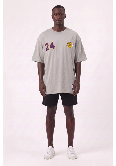 Blow Up Lakers 24 Gri Oversize Erkek T-shirt 11229 SİYAH