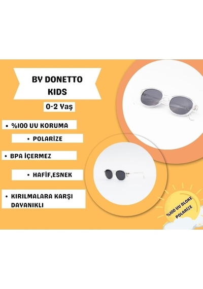 Unisex 0-2 Yaş Polarize Şeffaf Çerçeve Çocuk Güneş Gözlüğü Şeffaf