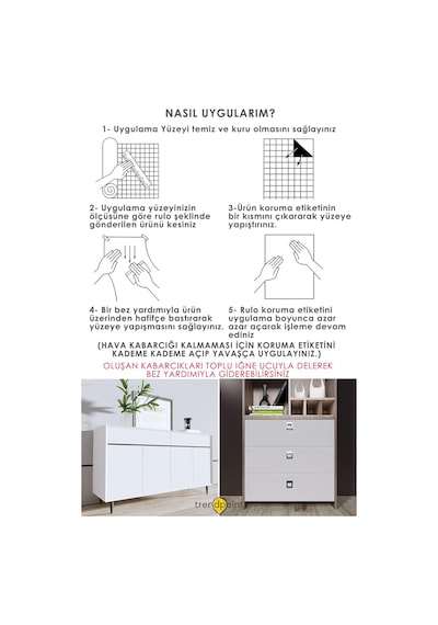 Trendpoint Kendinden Yapışkanlı 60cm 100cm Mat Beyaz Duvar Kağıdı Mutfak Tezgah Dolap Masa Kaplama