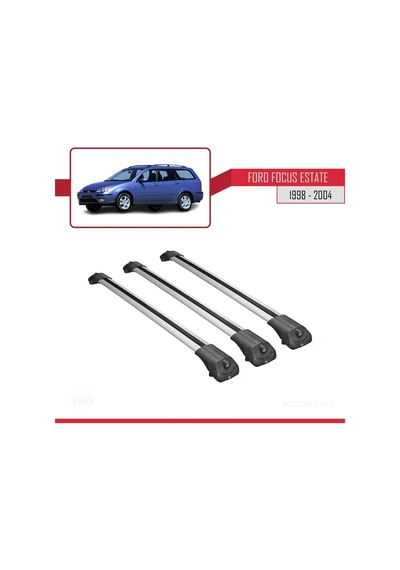 Ford Focus Estate C170 1998-2004 Arası İle Uyumlu Ace-1 Ara Atkı Tavan Barı Gri 3 Adet Bar