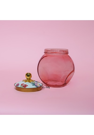 Rose Deluxe Emaye Kapaklı Cam Kavanoz 1,5 L Pembe