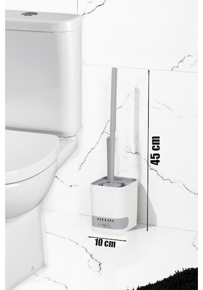 Porsima 2li Banyo Seti Yapışkanlı Banyo Tuvalet Kağıtlığı Tuvalet Fırçası Peçetelik Tuvalet Fırçalığı Beyaz Gri Beyaz - Gri