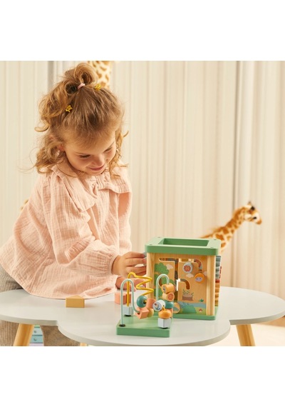 Squirrel Play Safari Temalı 5'li Ahşap Aktivite Küpü - Eğitici Koordinasyon Ve Şekil Yerleştirme Seti