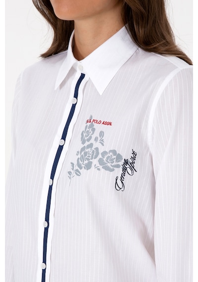 U.s. Polo Assn. Kadın Beyaz Gömlek Desenli 50316397-vr013 Beyaz