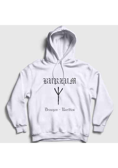 Presmono Unisex Draugen Burzum Kapüşonlu Sweatshirt Beyaz