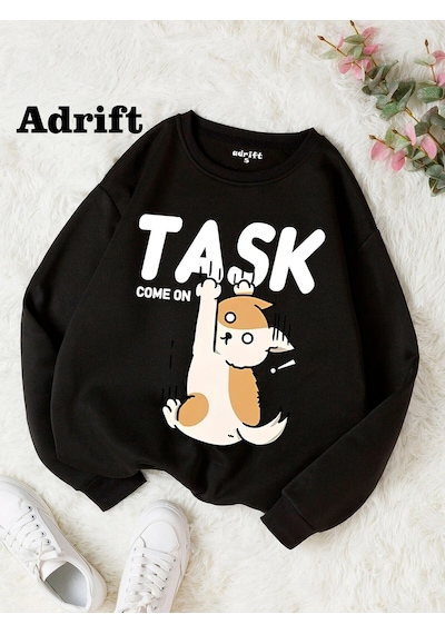 Adrift Task Come On Y2k Harajuka Style Sokak Trend Tasarım Harajuku/gotik Beyaz Siyah