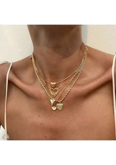 Girift Vintage Yasna 5'li Gold Kalpli Zincir Kolye Seti Gold