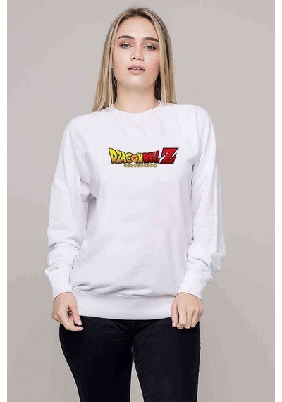 Anime Dragon Ball Baskılı Beyaz Kadın Sweatshirt (528337649)