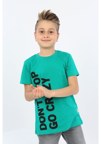 Toontoy Kids Toontoy Erkek Çocuk Dont Stop Go Crazy Baskılı Tişört Koyu Yeşil