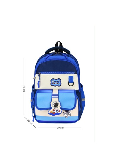 Su Geçirmez Ultra Lüks Astronot Desen Premium Erkek Çocuk Ortopedik İlkokul Çantası Termal Beslenme Ve Kalemlik Mavi Mavi