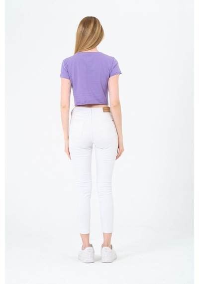 Kadın Kısa Kollu Oversize Crop Çok Renkli