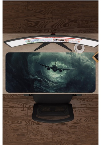 Airplane Uçak Kaymaz Dikişli Kauçuk Oyuncu Mousepad V2 - 90x40 Xxl Gaming Mouse Pad Fare Altlığı