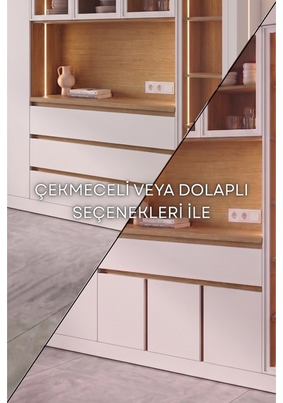 Nero Kahve Köşesi Multi 235 Cm Montaj Dahil Meşe - Beyaz