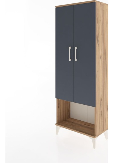 Arges Dolap Tek Raflı 2 Kapaklı Tek Askılı 60x30x163 Çam-antr... Çam