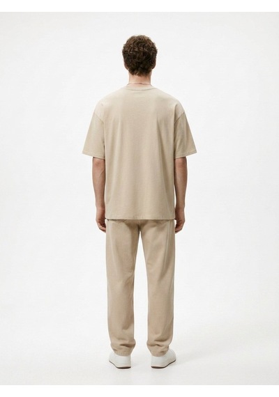 LTB Relaxed Fit Sign Baskılı Bej T-shırt