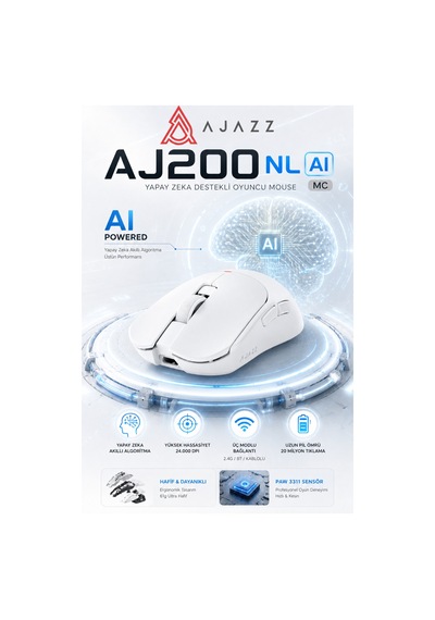 Aj200 Nl Aı Yapay Zeka Sesli Komut Destekli Near-link 3 Modlu Kablosuz Oyuncu Mouse Diğer