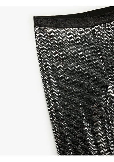 Koton Beli Lastikli Pullu Payetli İspanyol Paça Yılbaşı Pantolon Gri 6wkg40034ak Gri