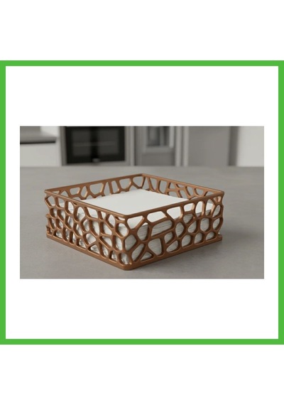 Vaveni 3d Baskı Organik Desenli Peçetelik Kokteyl Peçete Tutucu 12,5x12,5 Cm Delikli Peçete Standı - Bakır Arz