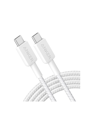 Anker 322 Powerline A81F5 60 W Usb-C To Usb-C Örgülü Şarj Kablosu 90 CM Beyaz