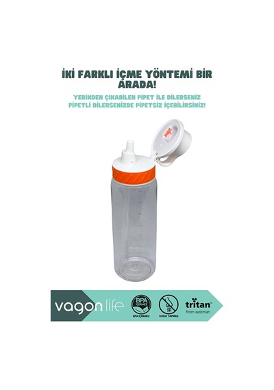 Vagonlife Vgn047 800ml Pipetli Turuncu Tritan Matara Diğer
