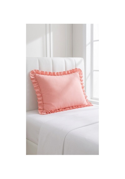 Fırfırlı Pamuklu Kumaş Yastık Kılıfı 50 X 70 Somon - 719396431 Somon