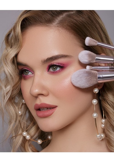 Cocosh She 10'lu Profesyonel Çantalı Makyaj Fırça Seti, Ipek Sentetik, Dökülme Yapmaz, Yıkanabilir