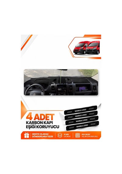 Citroen Jumper 2006-2024 Uyumlu Torpido Koruma Koruyucu Kılıfı Halısı Örtü Göğüs - Siyah