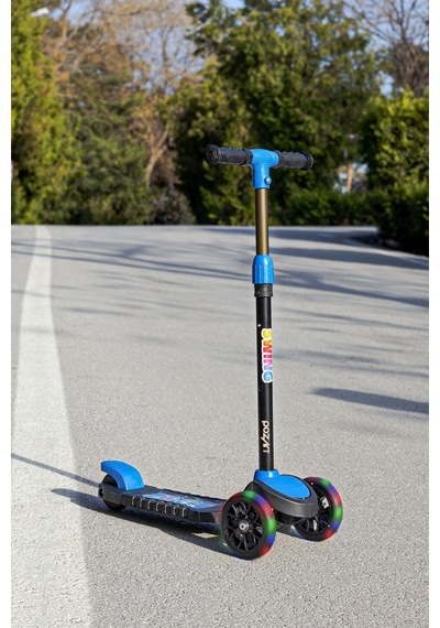 Scooter Yeni Swing 3tekerli Led Işıklı 40kğ Kapasiteli 3+yaş Uygun Mavi
