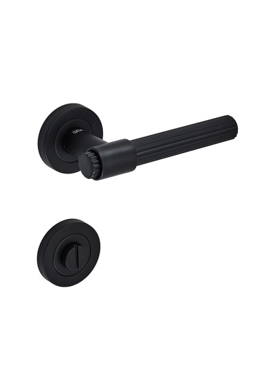 Sese Bade Modeli Yuvarlak Rozetli Wc Kapı Kolu Siyah 200-209r-02-02