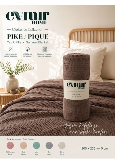 Evnur Home Lüks Pike Çift Kişilik 200x235 Koyu Kahve