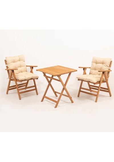Meya Dekor Minderli Loretta Masa Sandalye Seti 2+1 Ahşap Bahçe Balkon Teras Katlanır Set 60x60 Masa Ahşap Meya Dekor Minderli Loretta Masa Sandalye Seti 2+1 Ahşap Bahçe Balkon Teras Katlanır Set 60x60 Masa Ahşap