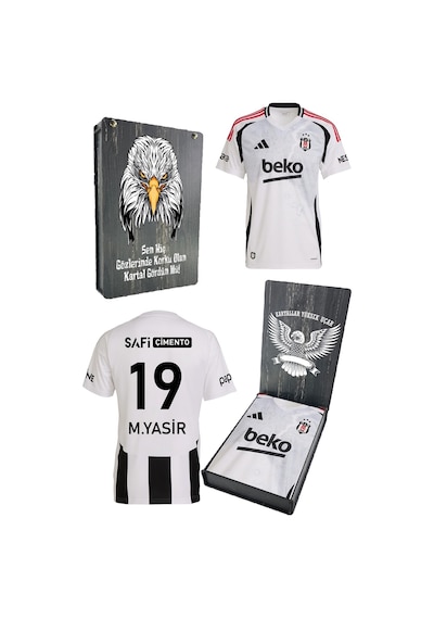 Beşiktaş Kişiye Özel 24-25 Beyaz Forma Kartal Baskılı Ahşap Kutulu Beyaz