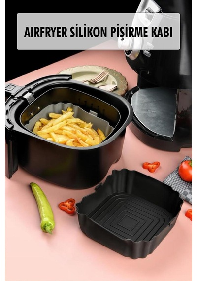 Bütün Airfryer'lere Uyumlu Siyah Silikon Pişirme Kabı Diğer