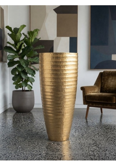 Metal Dekoratif Vazo Büyük Boy 122 X 50 Cm Altın