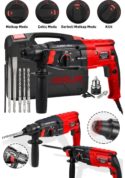 Assur Profesyonel Metal Şanzıman Kırıcı Delici Hilti Darbeli Matkap 2 - 28mm - 1799