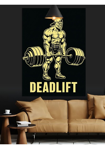 Zincirlerle Deadlift Yapan Bir Adam Dekoratif Kanvas - Mdf Ahşap Tablo