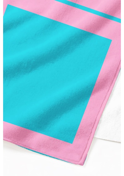 Geometrik Modern Çift Renk Plaj Havlusu - Minimalist Pembe Turkuaz Hızlı Kuruyan Mikrofiber Havlu Kuru Yosun